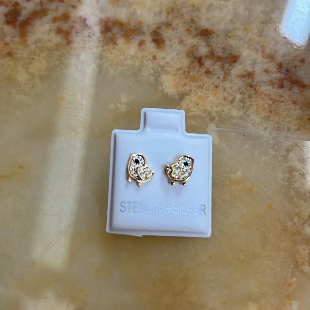 14k gold plated Chick CZ Girls Earrings girls kid.